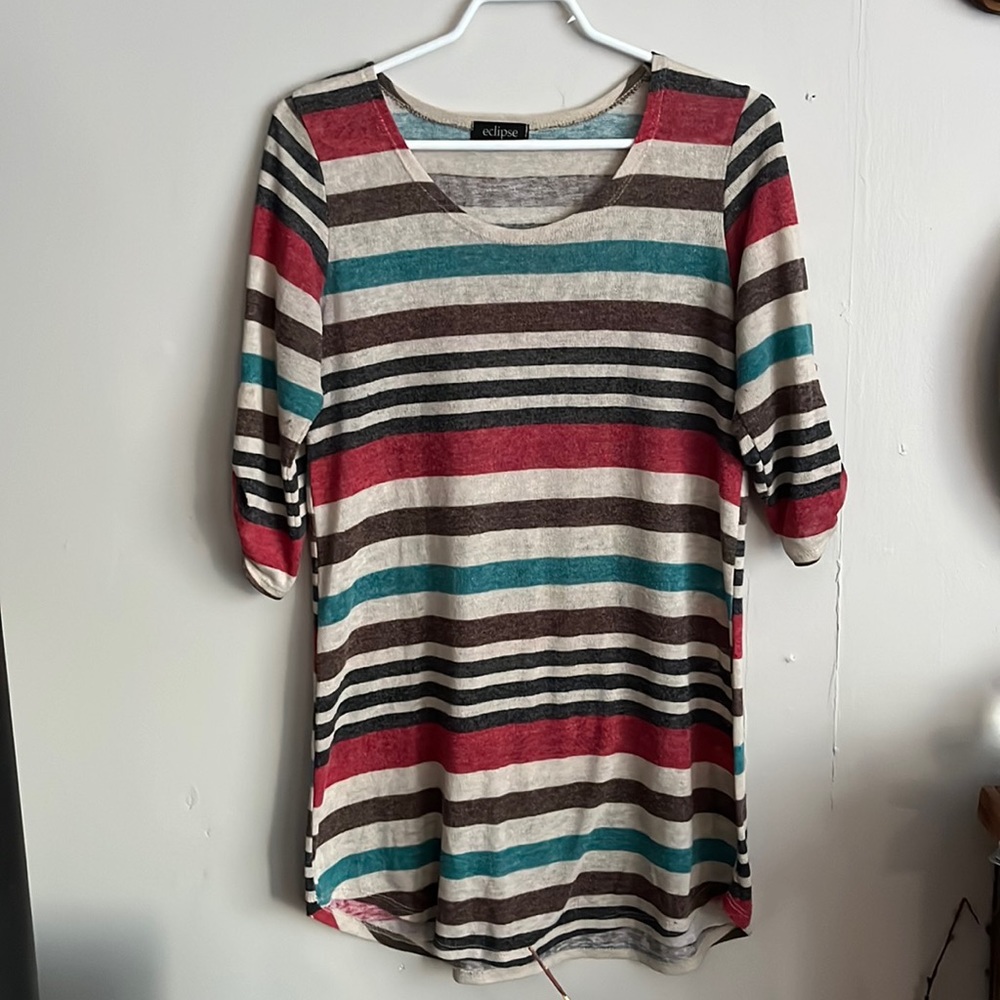 3/$40 Eclipse Extra Long Loose Tunic 3/4 Sleeve